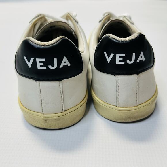 Veja Esplar Low White Black Women's Size 7 Leather Lace Up Shoes Sneakers - Picture 11 of 13